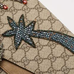 Gucci Beige GG Supreme Canvas and Suede Medium Crystals Embellished Dionysus Shoulder Bag