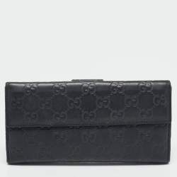 Pre Owned محفظة غوتشي قفل هارت جلد قوتشيشيما سوداء قفل كبير