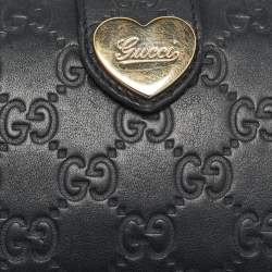 Pre Owned محفظة غوتشي قفل هارت جلد قوتشيشيما سوداء قفل كبير