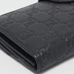 Pre Owned محفظة غوتشي قفل هارت جلد قوتشيشيما سوداء قفل كبير