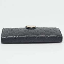 Pre Owned محفظة غوتشي قفل هارت جلد قوتشيشيما سوداء قفل كبير