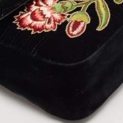 مملوكة مسبقًا Gucci Black Matelasse Velvet Medium Love Pearls GG Marmont Shoulder Bag