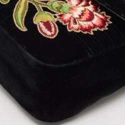 مملوكة مسبقًا Gucci Black Matelasse Velvet Medium Love Pearls GG Marmont Shoulder Bag