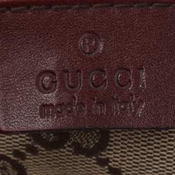 Pre Owned Gucci Beige/Burgundy GG Canvas and Leather Horsebit Clutch