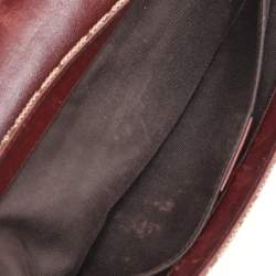 Pre Owned Gucci Beige/Burgundy GG Canvas and Leather Horsebit Clutch
