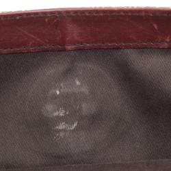 Pre Owned Gucci Beige/Burgundy GG Canvas and Leather Horsebit Clutch