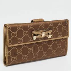 Gucci Gold/Brown GG Fabric and Leather Princy Continental Wallet