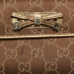 Gucci Gold/Brown GG Fabric and Leather Princy Continental Wallet