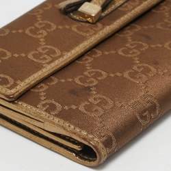 Gucci Gold/Brown GG Fabric and Leather Princy Continental Wallet