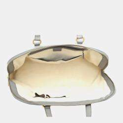 Pre Owned Gucci Grey Leather 1973 Top Handle Oversized Travel Bag