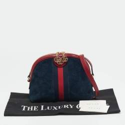 Gucci Red/Blue Suede Small Web Ophidia Shoulder Bag