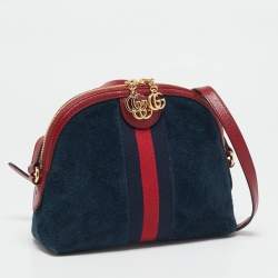 Gucci Red/Blue Suede Small Web Ophidia Shoulder Bag