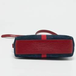 Gucci Red/Blue Suede Small Web Ophidia Shoulder Bag