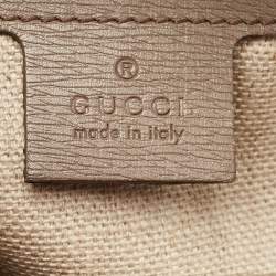 Pre Owned Gucci Taupe Grey Leather Medium New Bullet Bamboo Bag