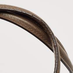 Pre Owned Gucci Taupe Grey Leather Medium New Bullet Bamboo Bag