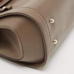 Pre Owned Gucci Taupe Grey Leather Medium New Bullet Bamboo Bag