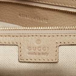 Pre Owned Gucci Beige GG Supreme Canvas and Leather Medium Ophidia Tote