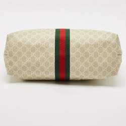 Pre Owned Gucci Beige GG Supreme Canvas and Leather Medium Ophidia Tote
