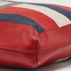 Gucci Tricolor Striped Canvas and Leather Logo Tote