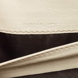 Gucci White/Beige GG Canvas and Leather Icon Bit Flap Continental Wallet