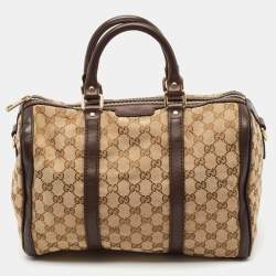 Gucci Beige/Brown GG Canvas and Leather Medium Joy Boston Bag