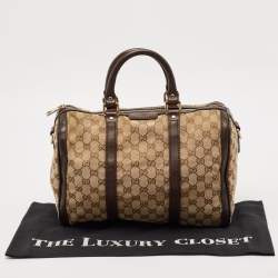 Gucci Beige/Brown GG Canvas and Leather Medium Joy Boston Bag