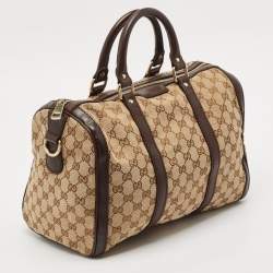 Gucci Beige/Brown GG Canvas and Leather Medium Joy Boston Bag
