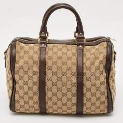 Gucci Beige/Brown GG Canvas and Leather Medium Joy Boston Bag