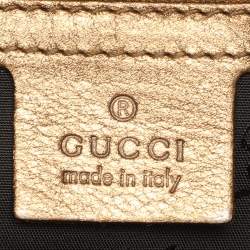 Pre Owned Gucci Gold Textured Patent Leather Hysteria Clutch