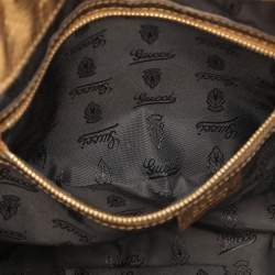Pre Owned Gucci Gold Textured Patent Leather Hysteria Clutch