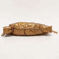 Pre Owned Gucci Gold Textured Patent Leather Hysteria Clutch