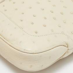 Pre Owned Gucci Ivory Ostrich Leather Jackie O Chain Hobo