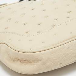 Pre Owned Gucci Ivory Ostrich Leather Jackie O Chain Hobo