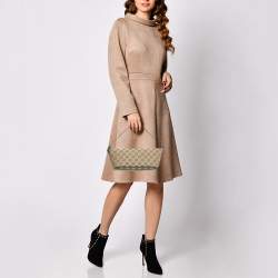 Gucci Beige/Green GG Canvas and Leather Boat Pochette Bag