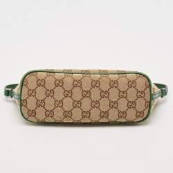 Gucci Beige/Green GG Canvas and Leather Boat Pochette Bag