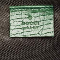 Gucci Beige/Green GG Canvas and Leather Boat Pochette Bag