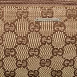 Gucci Beige/Green GG Canvas and Leather Boat Pochette Bag
