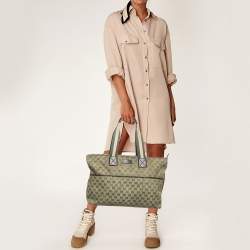 Gucci Beige/Green GG Canvas and Leather Diaper Tote
