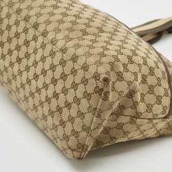 Gucci Beige/Green GG Canvas and Leather Diaper Tote