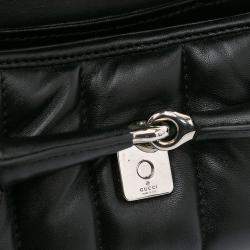 Gucci Black Small Leather Horsebit Chain Satchel Bag