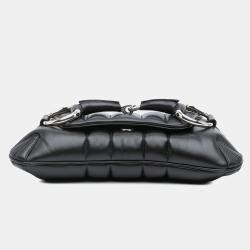 Gucci Black Small Leather Horsebit Chain Satchel Bag
