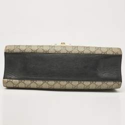 Gucci Black/Beige GG Supreme Canvas and Leather Medium Padlock Shoulder Bag