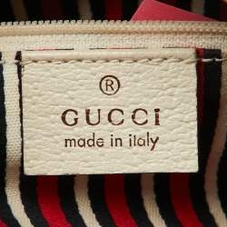 Pre Owned Gucci Navy Blue/White Canvas and Leather Signature Abbey Hobo