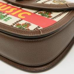 Gucci Multicolour Canvas and Leather Music is Mine Bamboo Flap Top Handle Bag