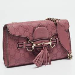 Gucci Pink Guccissima Leather Small Emily Chain Shoulder Bag