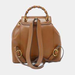 Gucci Brown Leather Bamboo Backpack