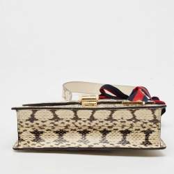 Gucci Cream Watersnake Leather Small Web Chain Sylvie Shoulder Bag