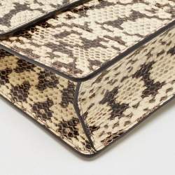 Gucci Cream Watersnake Leather Small Web Chain Sylvie Shoulder Bag