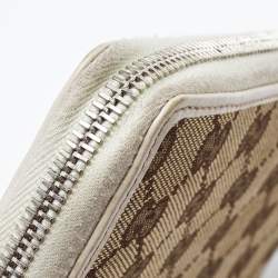 Gucci Beige/Cream GG Canvas and Leather Zip Around Wallet