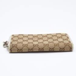 Gucci Beige/Cream GG Canvas and Leather Zip Around Wallet